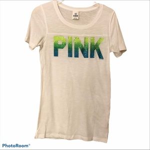 Victoria’s Secret PINK white sparkle t shirt